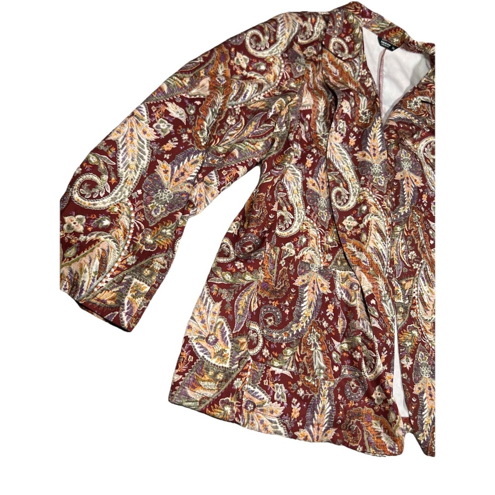 SHEIN Curve 2XL Satin‎ Tapestry Paisley Print Blazer